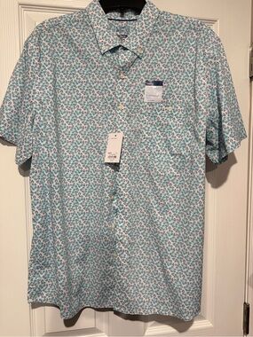 croft & barrow Light Blue Floral Short-Sleeve Button-Down Shirt